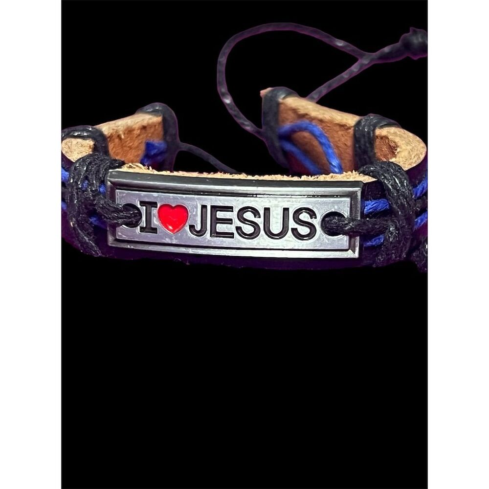 I ❤️ Jesus Adjustable Leather Bracelet